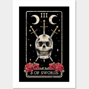 3 Of Swords Tarot Card Occult Witches Esoteric Goth Gothic Posters and Art